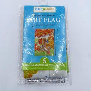 Rain or Shine Outdoor Art Small Garden Flag Blue Birds at Feeder 12.5"x18" Fall